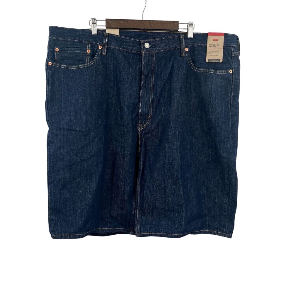 Levis Mens 469 Loose Shorts Mens 46 Dark Wash 12" Inseam Cotton Blue Denim 2021